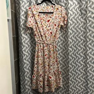 Red and yellow floral dress